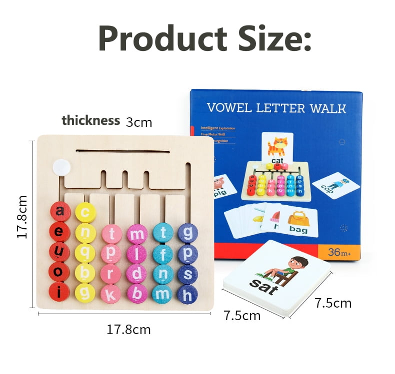 Wooden Montessori Vowel Letter Walk Game | Spelling & Phonics Learning Toy for Kids 3+